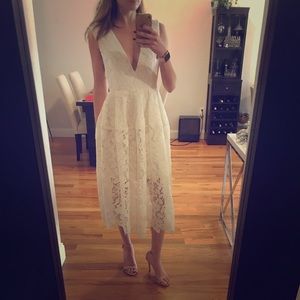 Lace Deep V Midi-length Nicholas Dress - bridal